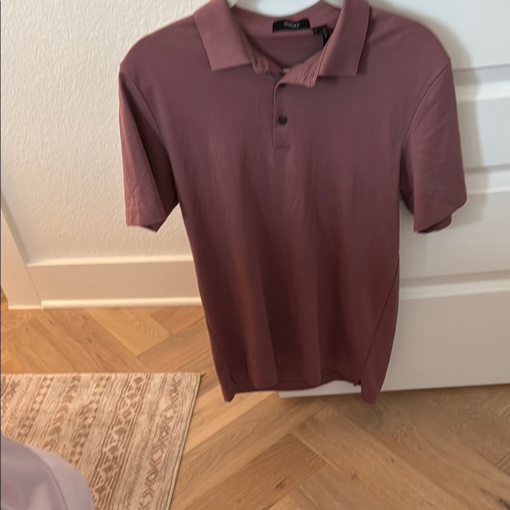 Men's Theory polo in mauve.